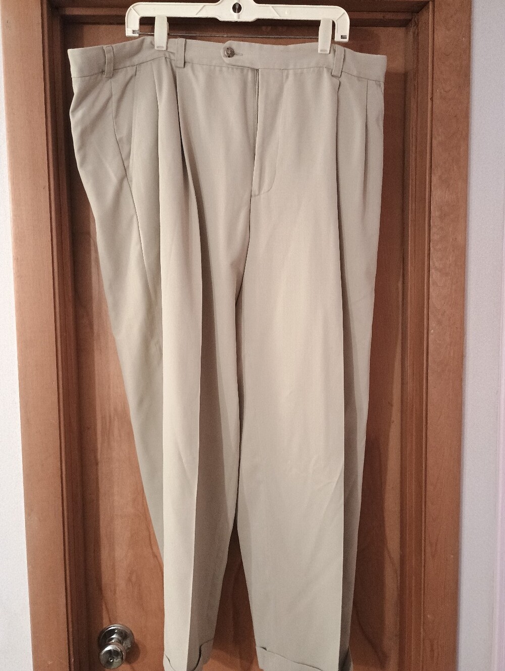 Izod Men's Classic Pleated Dress Pants - Light Khaki 40 Cuffed
